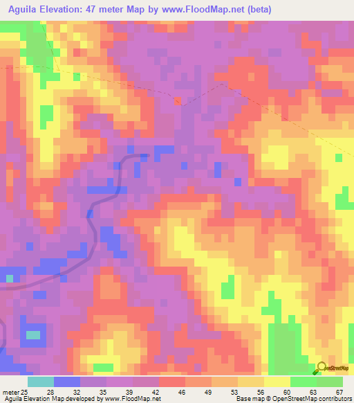 Aguila,Uruguay Elevation Map
