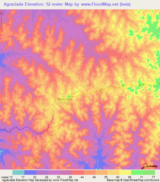 Agraciada,Uruguay Elevation Map