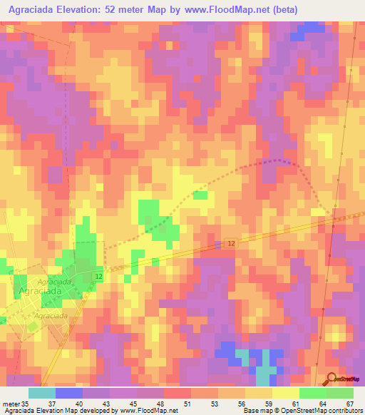 Agraciada,Uruguay Elevation Map
