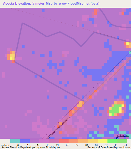 Acosta,Uruguay Elevation Map