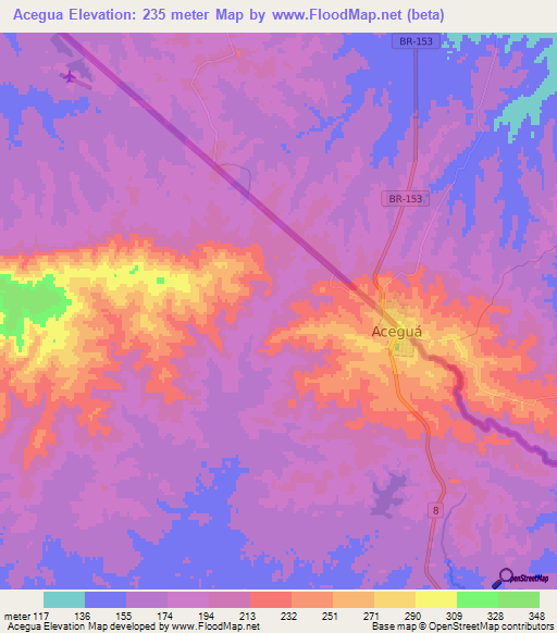 Acegua,Uruguay Elevation Map