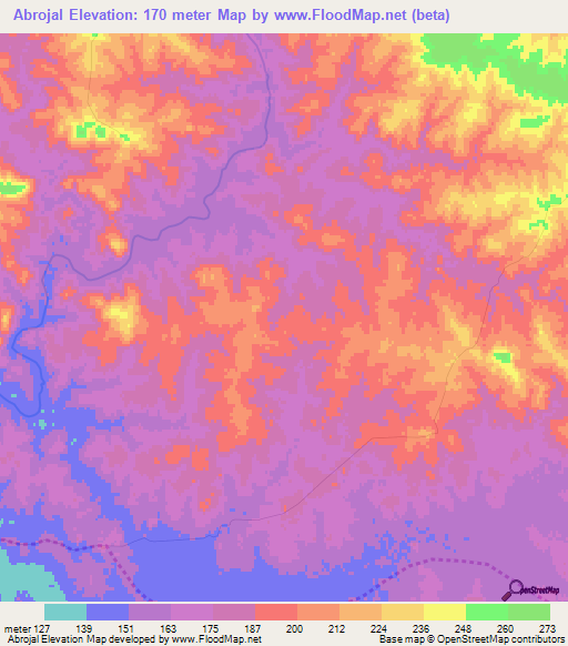 Abrojal,Uruguay Elevation Map