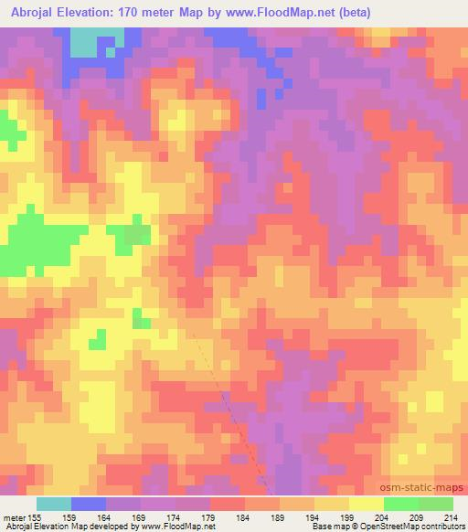 Abrojal,Uruguay Elevation Map