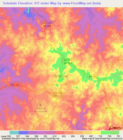 Soledade,Brazil Elevation Map