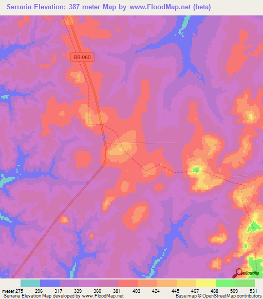 Serraria,Brazil Elevation Map