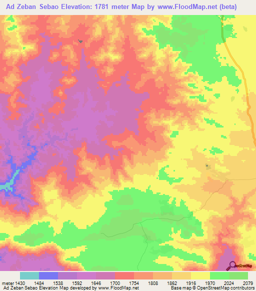 Ad Zeban Sebao,Eritrea Elevation Map