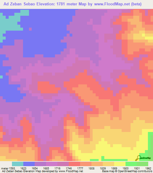 Ad Zeban Sebao,Eritrea Elevation Map