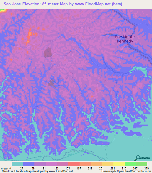 Sao Jose,Brazil Elevation Map