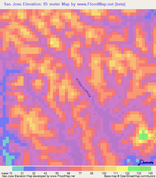 Sao Jose,Brazil Elevation Map
