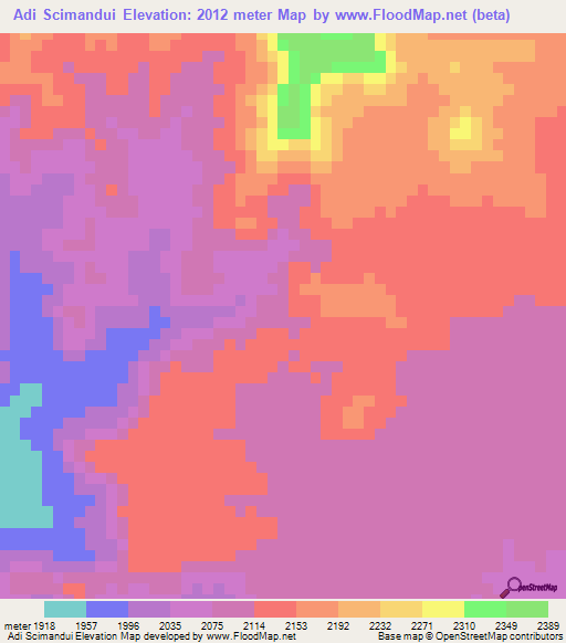 Adi Scimandui,Eritrea Elevation Map