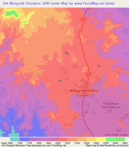 Adi Mengodti,Eritrea Elevation Map