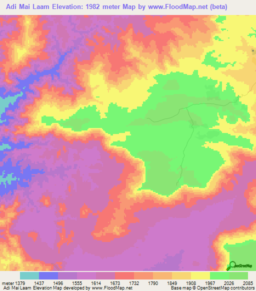 Adi Mai Laam,Eritrea Elevation Map