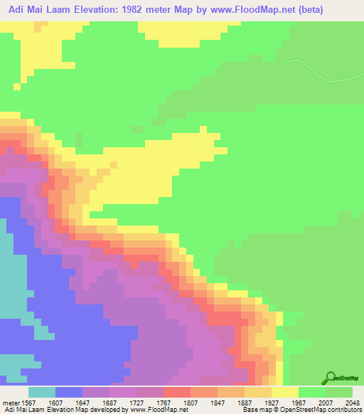 Adi Mai Laam,Eritrea Elevation Map