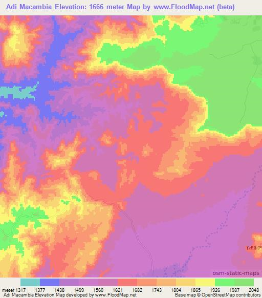 Adi Macambia,Eritrea Elevation Map