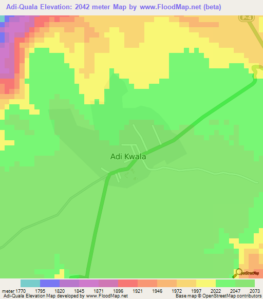 Adi-Quala,Eritrea Elevation Map