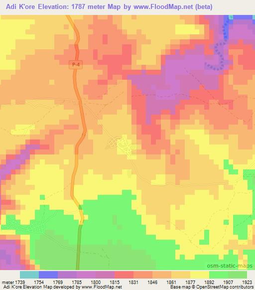 Adi K'ore,Eritrea Elevation Map