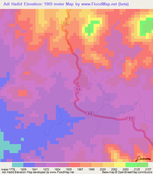 Adi Hadid,Eritrea Elevation Map