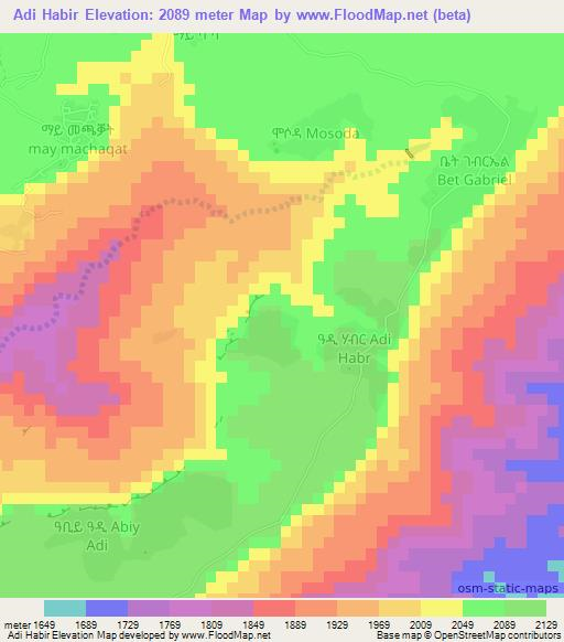Adi Habir,Eritrea Elevation Map