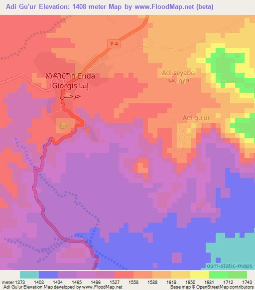 Adi Gu'ur,Eritrea Elevation Map