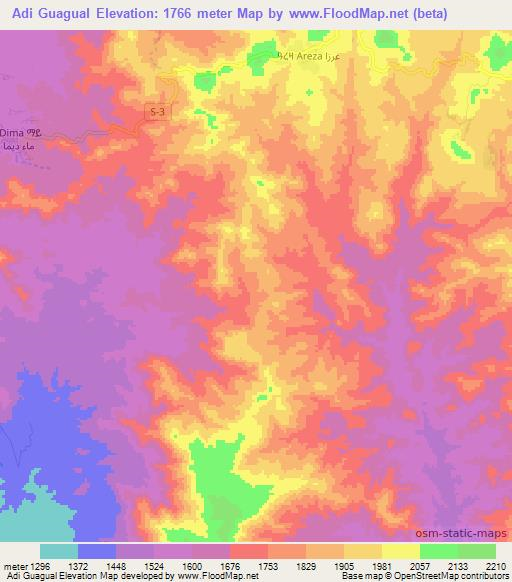 Adi Guagual,Eritrea Elevation Map