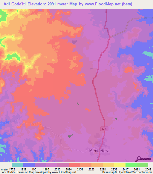 Adi Goda'iti,Eritrea Elevation Map