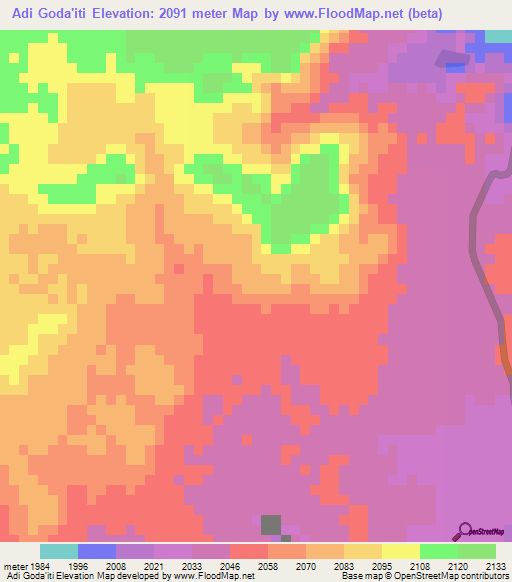 Adi Goda'iti,Eritrea Elevation Map