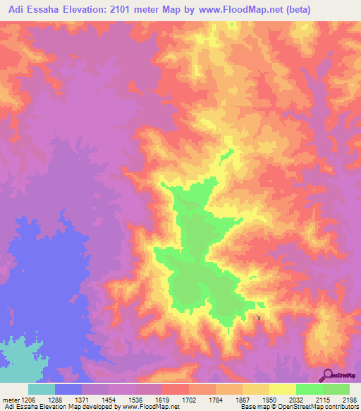 Adi Essaha,Eritrea Elevation Map