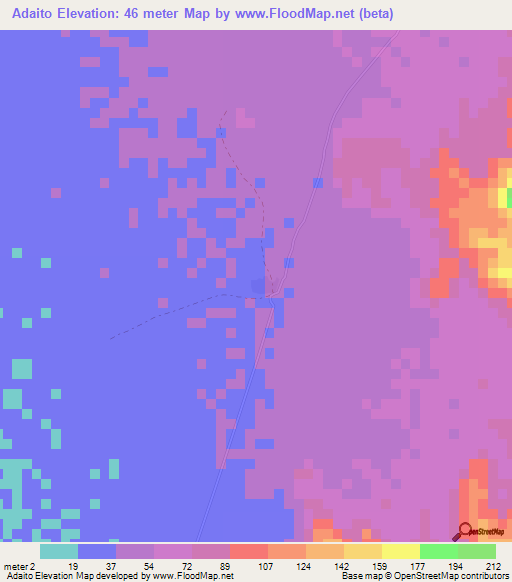 Adaito,Eritrea Elevation Map