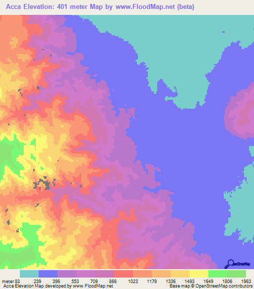 Acca,Eritrea Elevation Map
