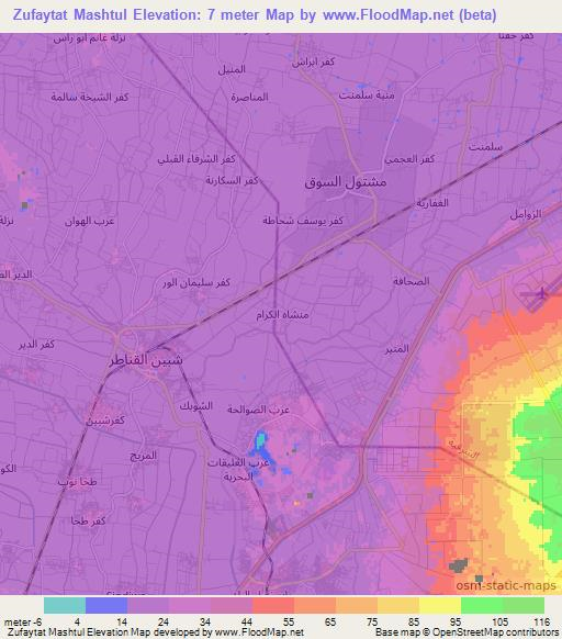 Zufaytat Mashtul,Egypt Elevation Map