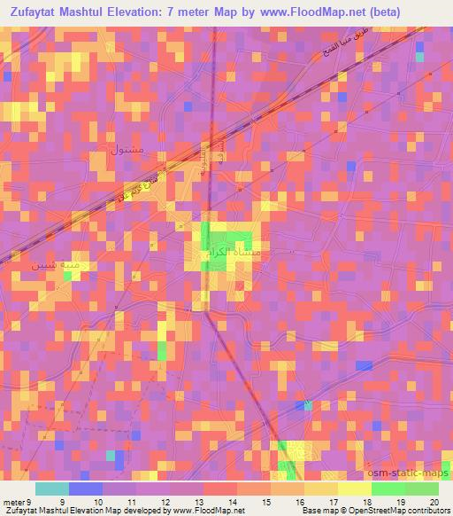 Zufaytat Mashtul,Egypt Elevation Map