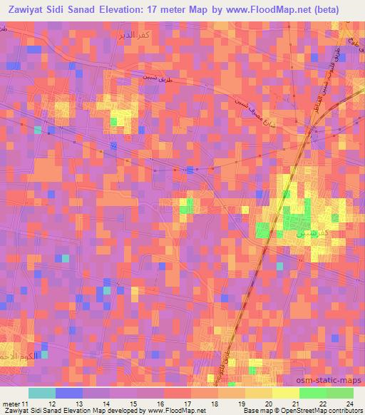 Zawiyat Sidi Sanad,Egypt Elevation Map