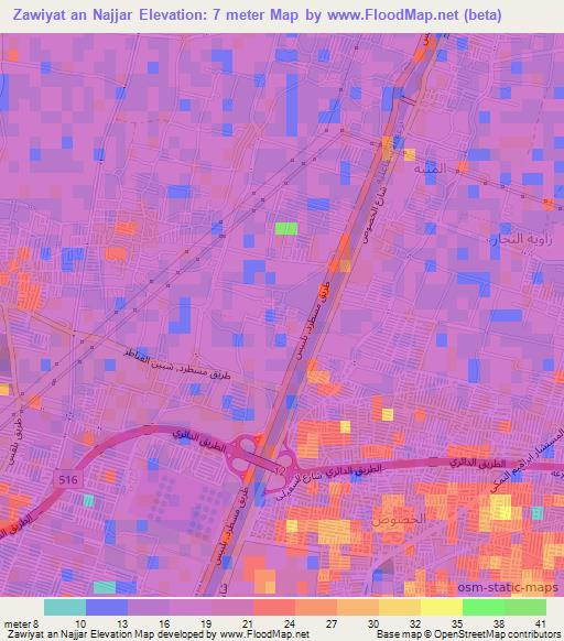 Zawiyat an Najjar,Egypt Elevation Map