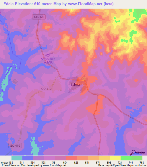 Edeia,Brazil Elevation Map