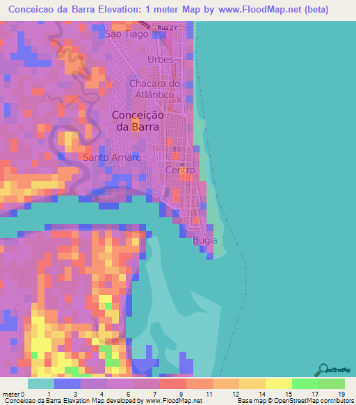 Conceicao da Barra,Brazil Elevation Map