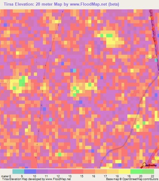 Tirsa,Egypt Elevation Map