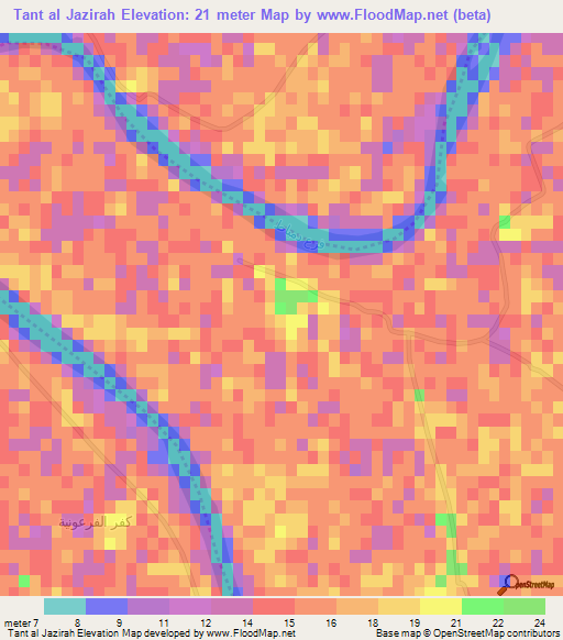 Tant al Jazirah,Egypt Elevation Map