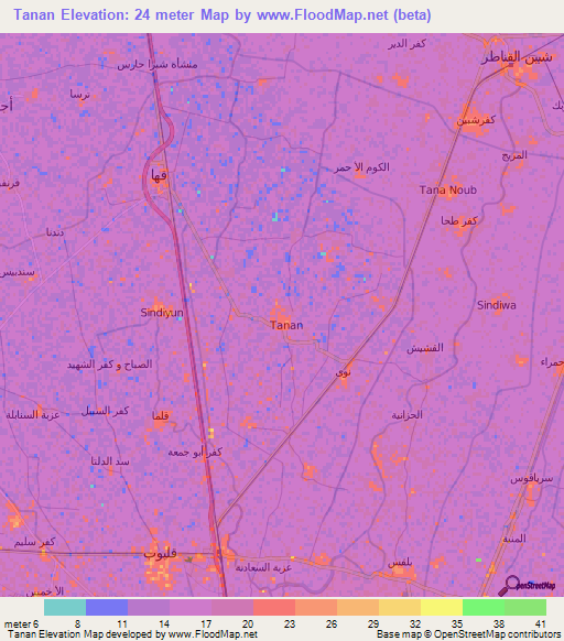 Tanan,Egypt Elevation Map