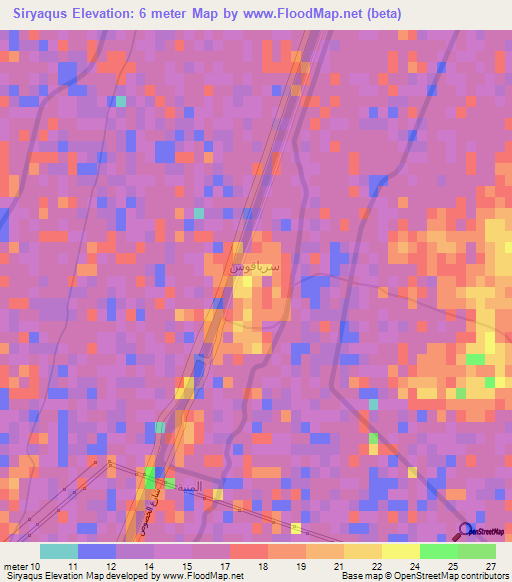 Siryaqus,Egypt Elevation Map