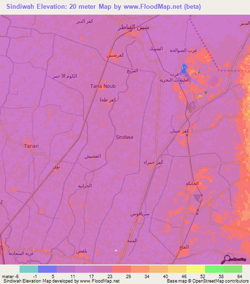 Sindiwah,Egypt Elevation Map