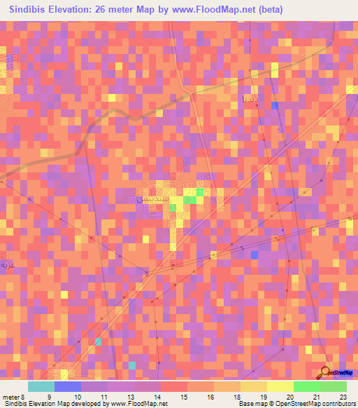 Sindibis,Egypt Elevation Map