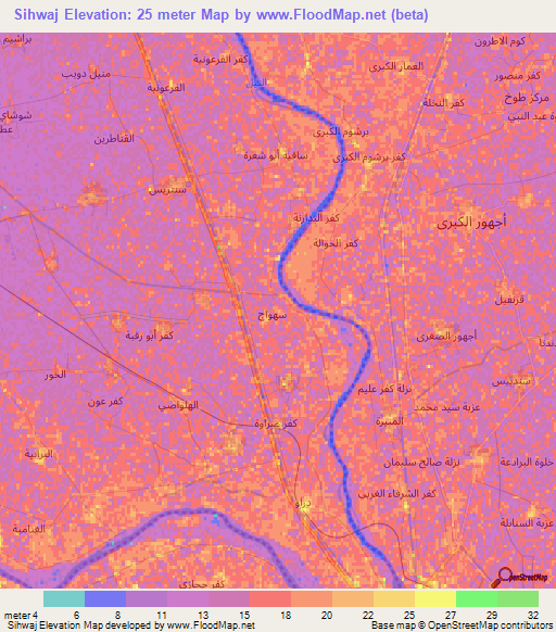 Sihwaj,Egypt Elevation Map