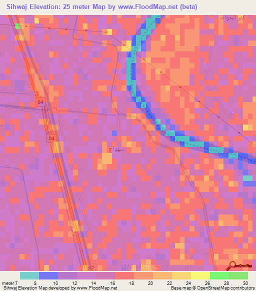 Sihwaj,Egypt Elevation Map