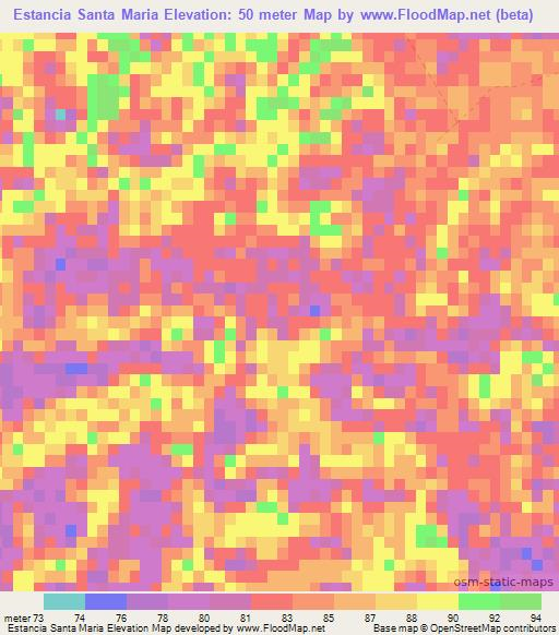 Estancia Santa Maria,Paraguay Elevation Map