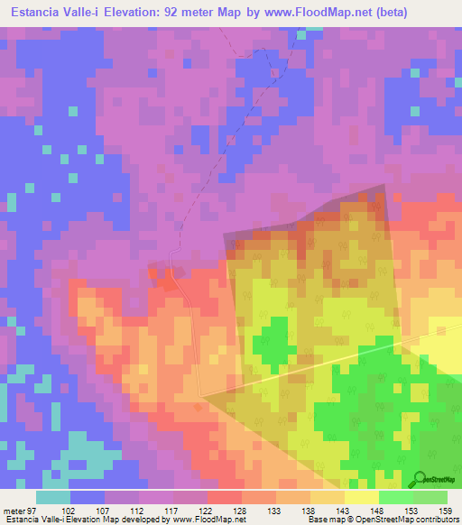Estancia Valle-i,Paraguay Elevation Map