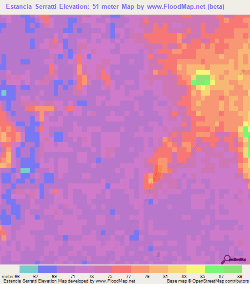 Estancia Serratti,Paraguay Elevation Map
