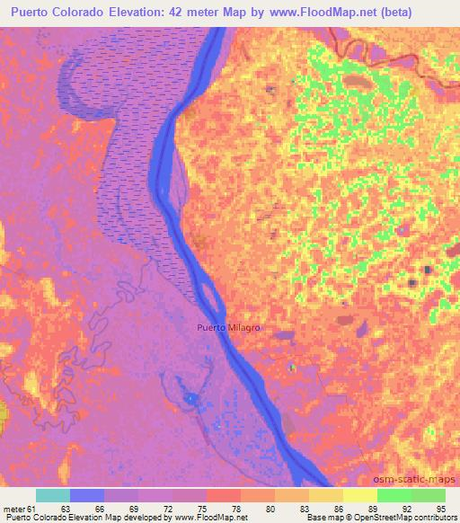Puerto Colorado,Paraguay Elevation Map