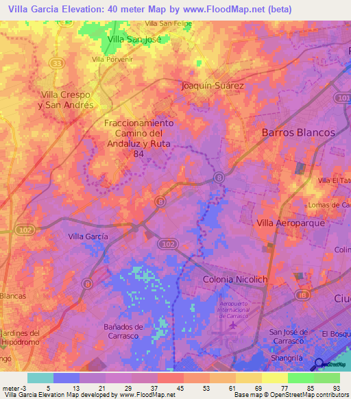 Villa Garcia,Uruguay Elevation Map