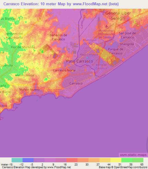 Carrasco,Uruguay Elevation Map