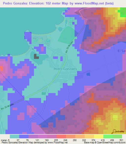 Pedro Gonzalez,Venezuela Elevation Map